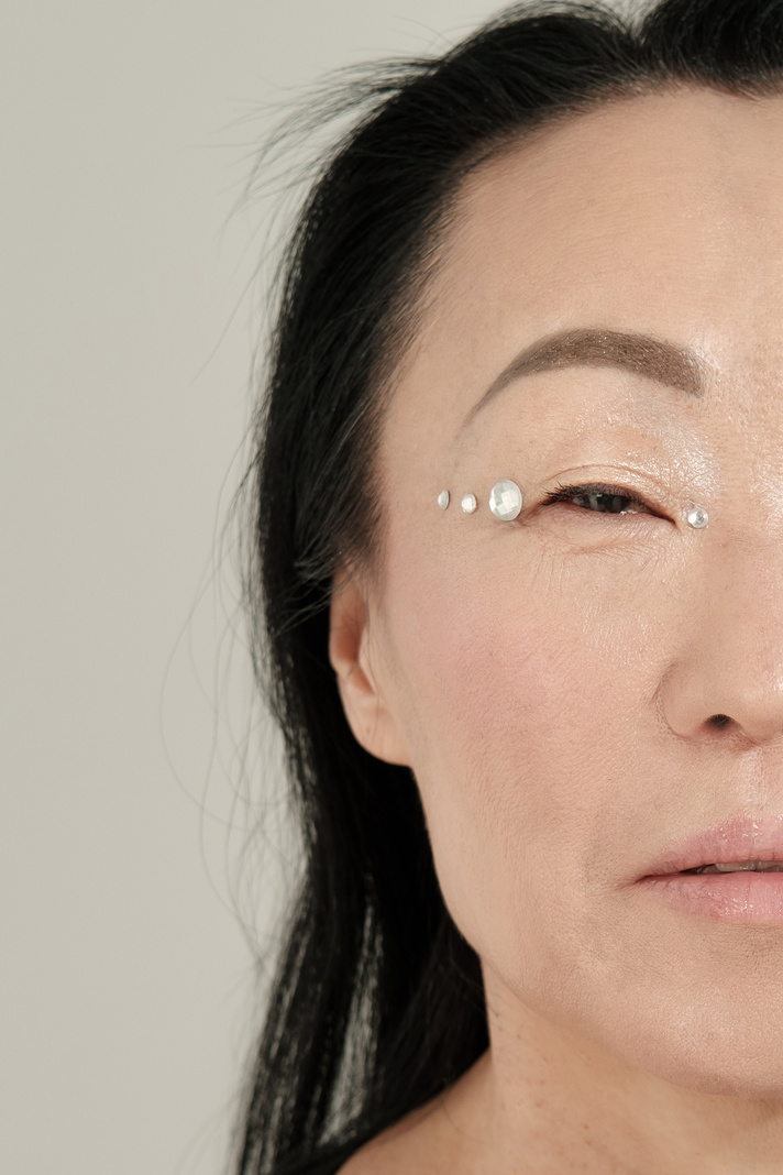 Mature Woman with Makeup and Rhinestones