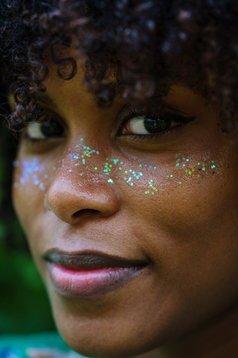 Woman Wearing Glitter Makeup